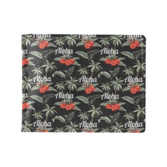 Aloha Palm Tree Design Themed Print Men's ID Card Wallet