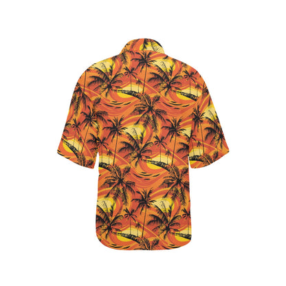 Palm Tree Pattern Print Design A02 Women's Hawaiian Shirt