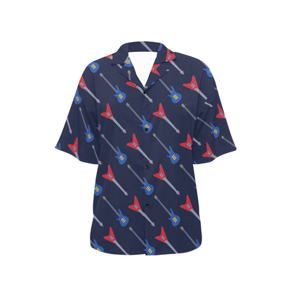 Electric Guitar Pattern Print Design 01 Women's Hawaiian Shirt