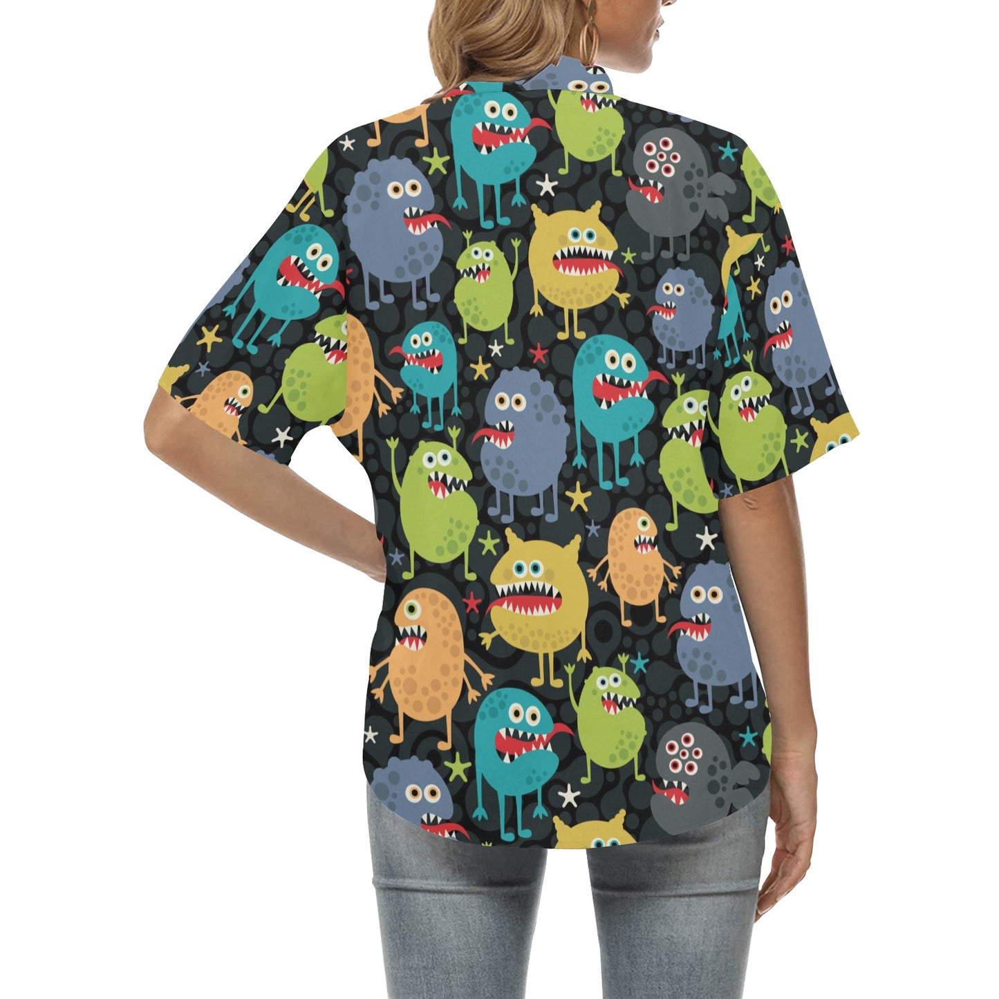 Monster Pattern Print Design 01 Women's Hawaiian Shirt
