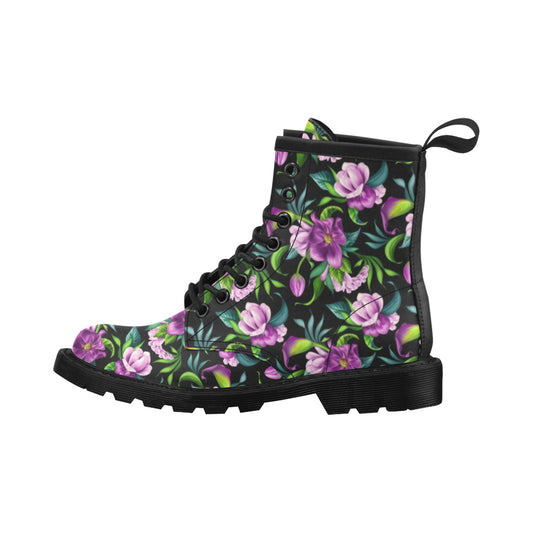 Bright Purple Floral Pattern Women's Boots
