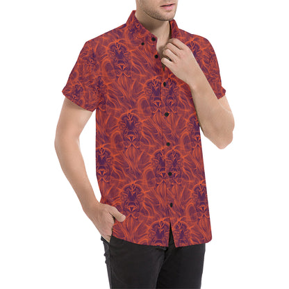 Leo Pattern Print Design 01 Men's Short Sleeve Button Up Shirt