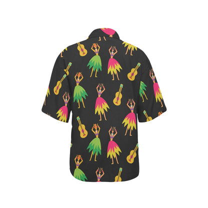 Hula Dancers Hawaiian Girl Pattern Print Design 03 Women's Hawaiian Shirt