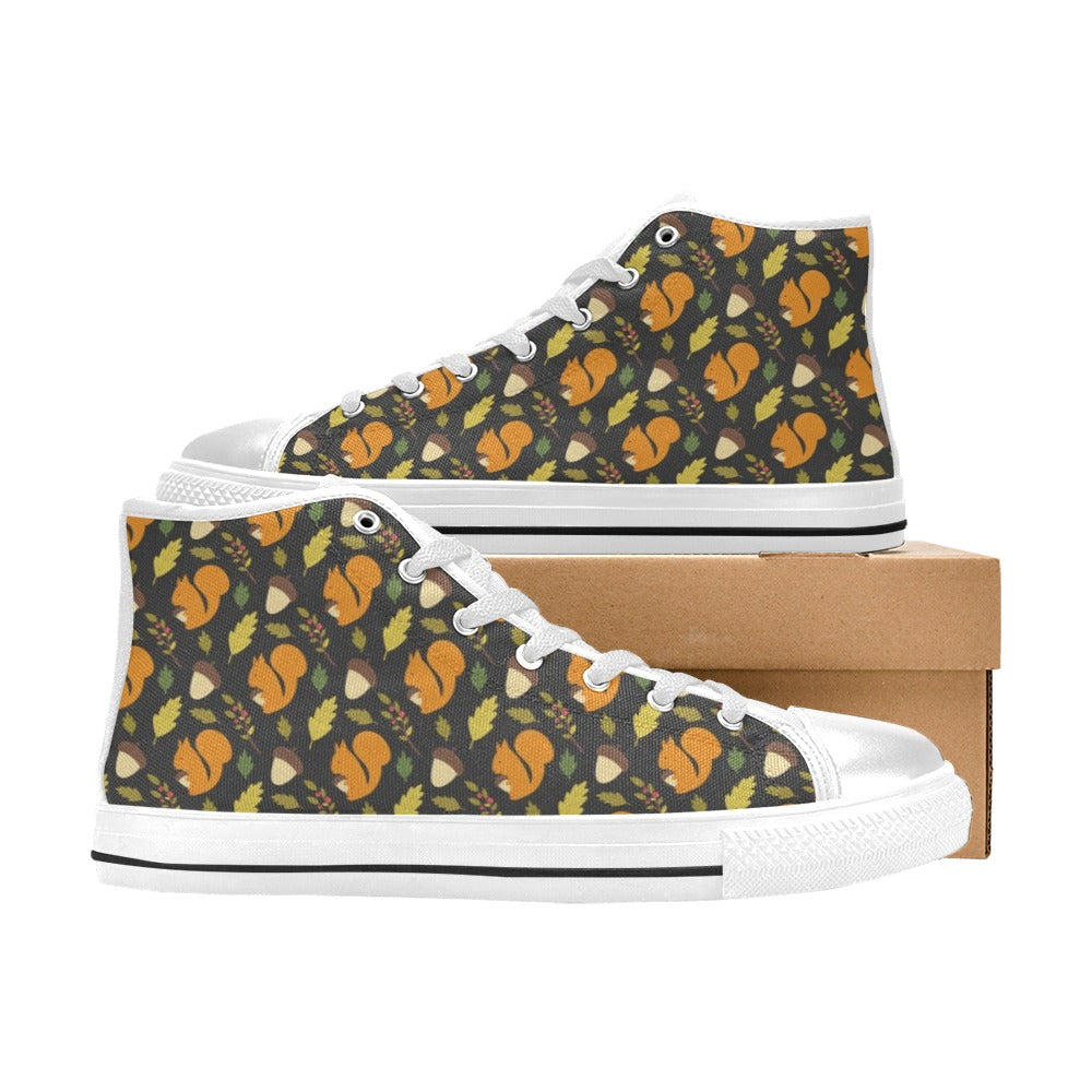 Squirrel Print Design LKS301 High Top Women's White Shoes