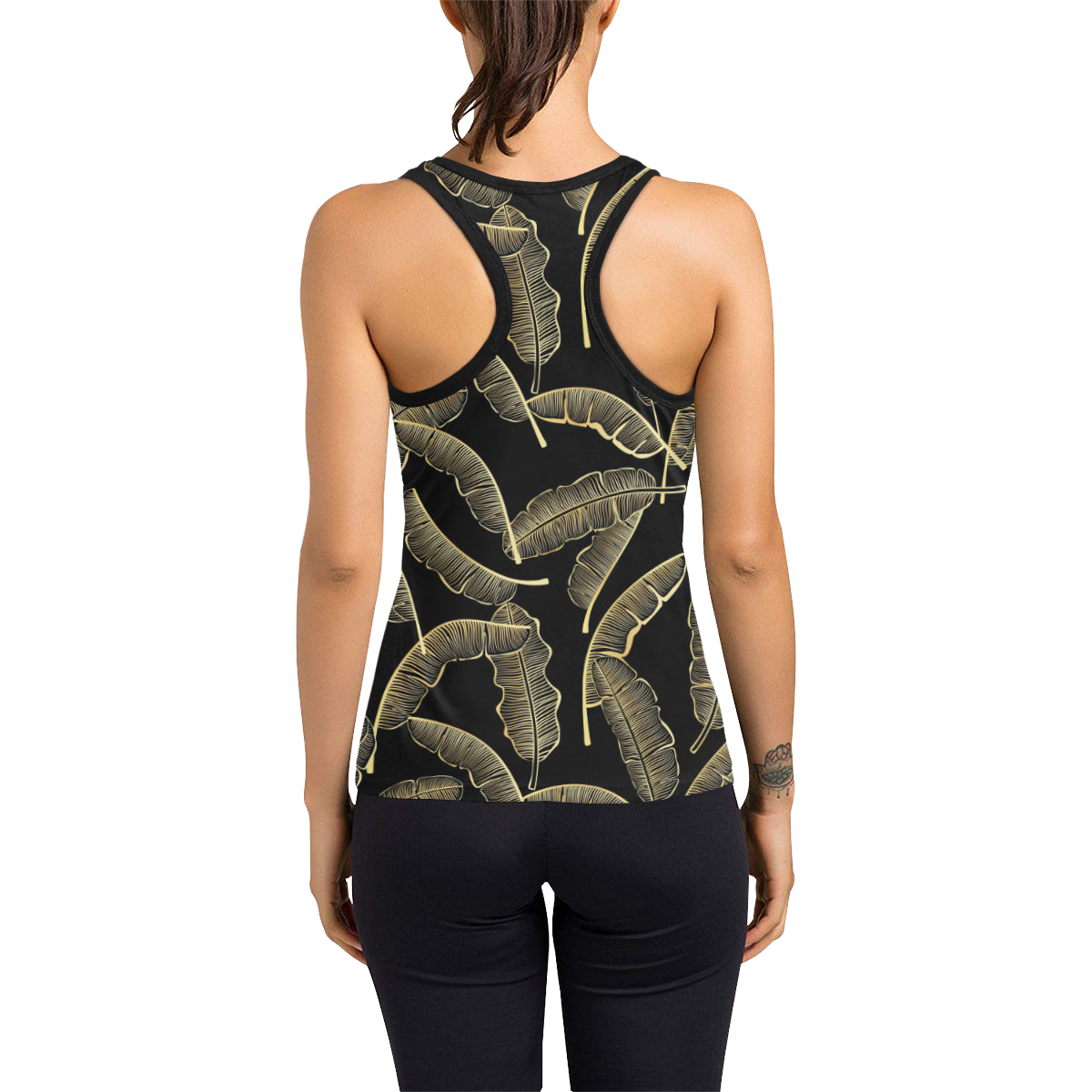 Banana Leaf Pattern Print Design BL07 Women's Racerback Tank Top