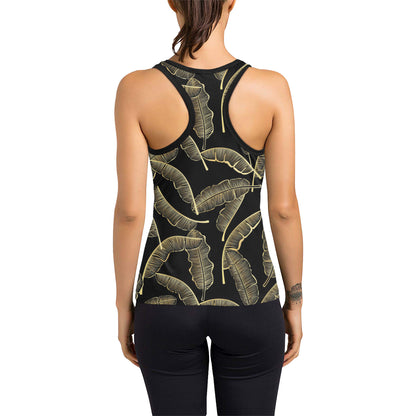 Banana Leaf Pattern Print Design BL07 Women's Racerback Tank Top