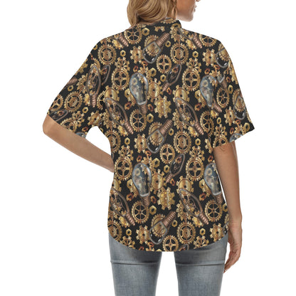 Steampunk Lightbulb Print Design LKS304 Women's Hawaiian Shirt