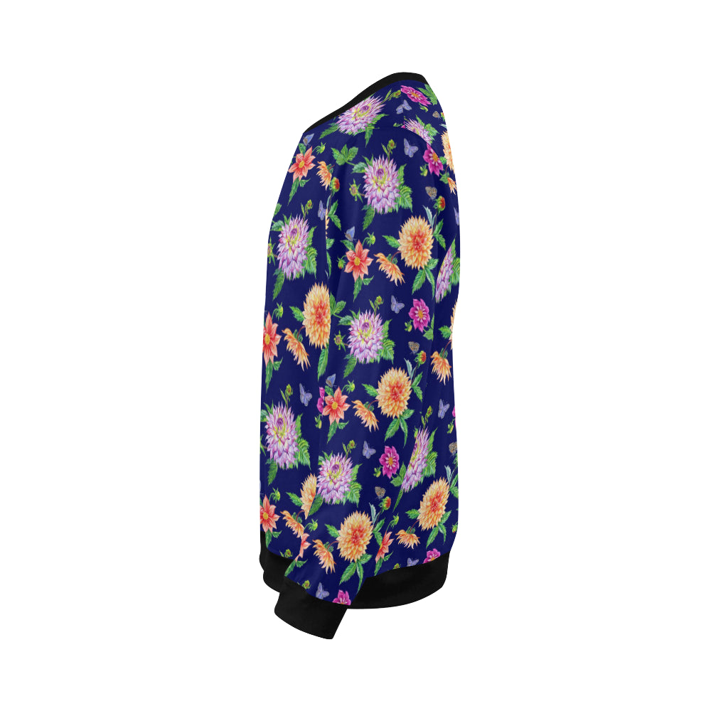 Dahlia Pattern Print Design DH010 Men Long Sleeve Sweatshirt