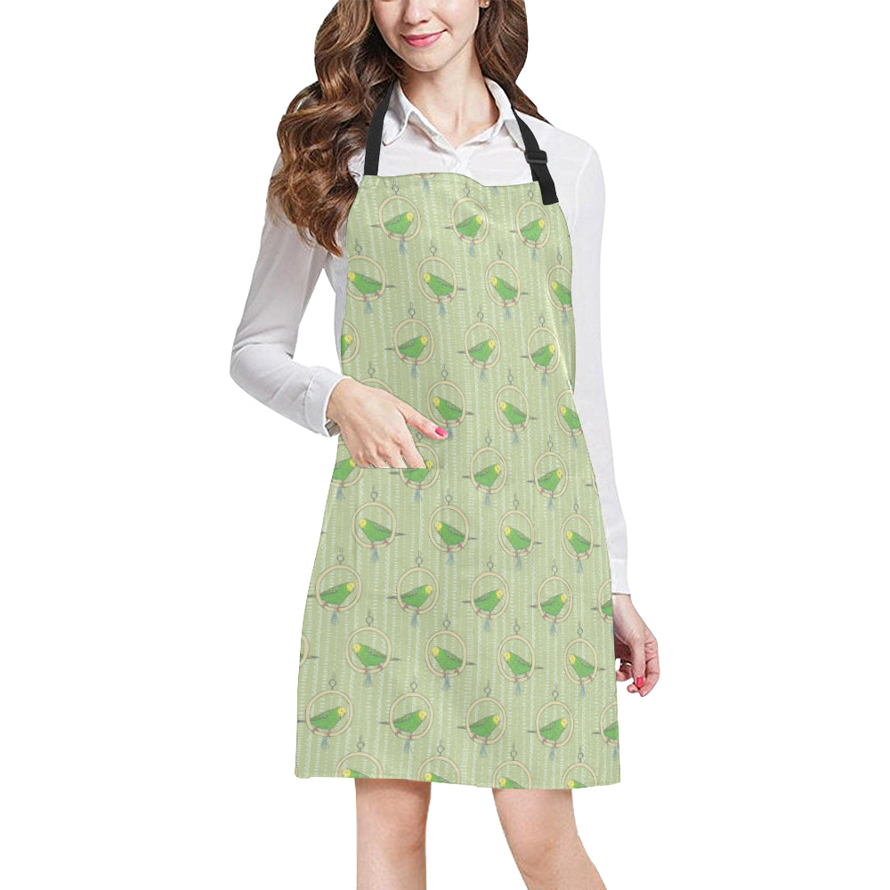 Budgerigar Pattern Print Design 02 Apron with Pocket