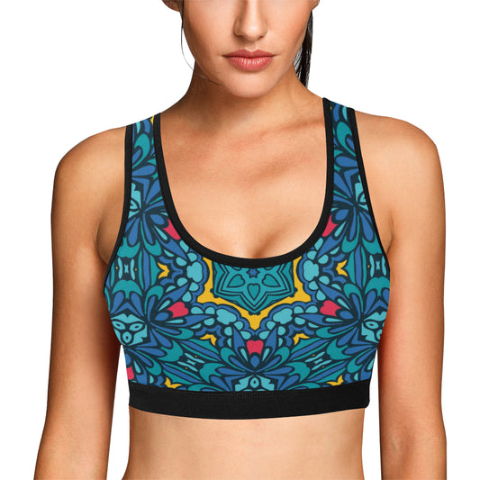 Kaleidoscope Pattern Print Design 04 Sports Bra