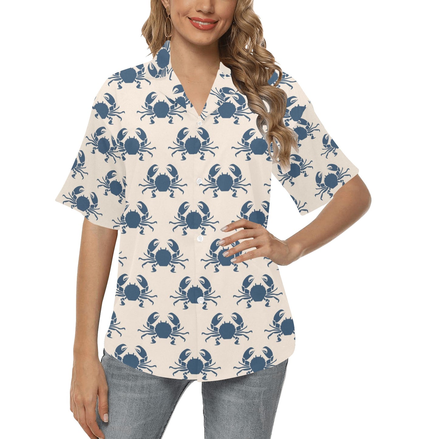 Crab Pattern Print Design 02 Women's Hawaiian Shirt