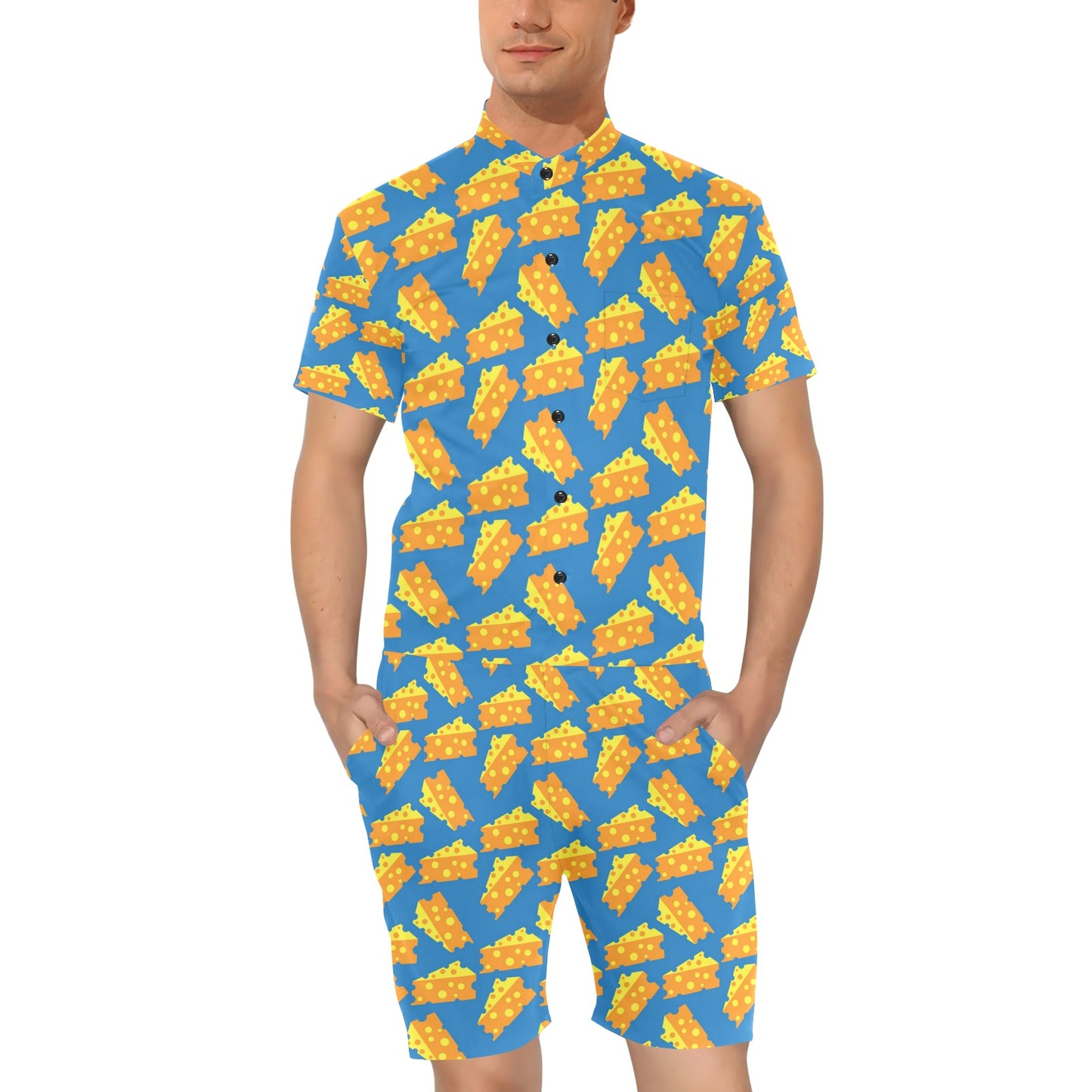 Cheese Pattern Print Design 05 Men's Romper