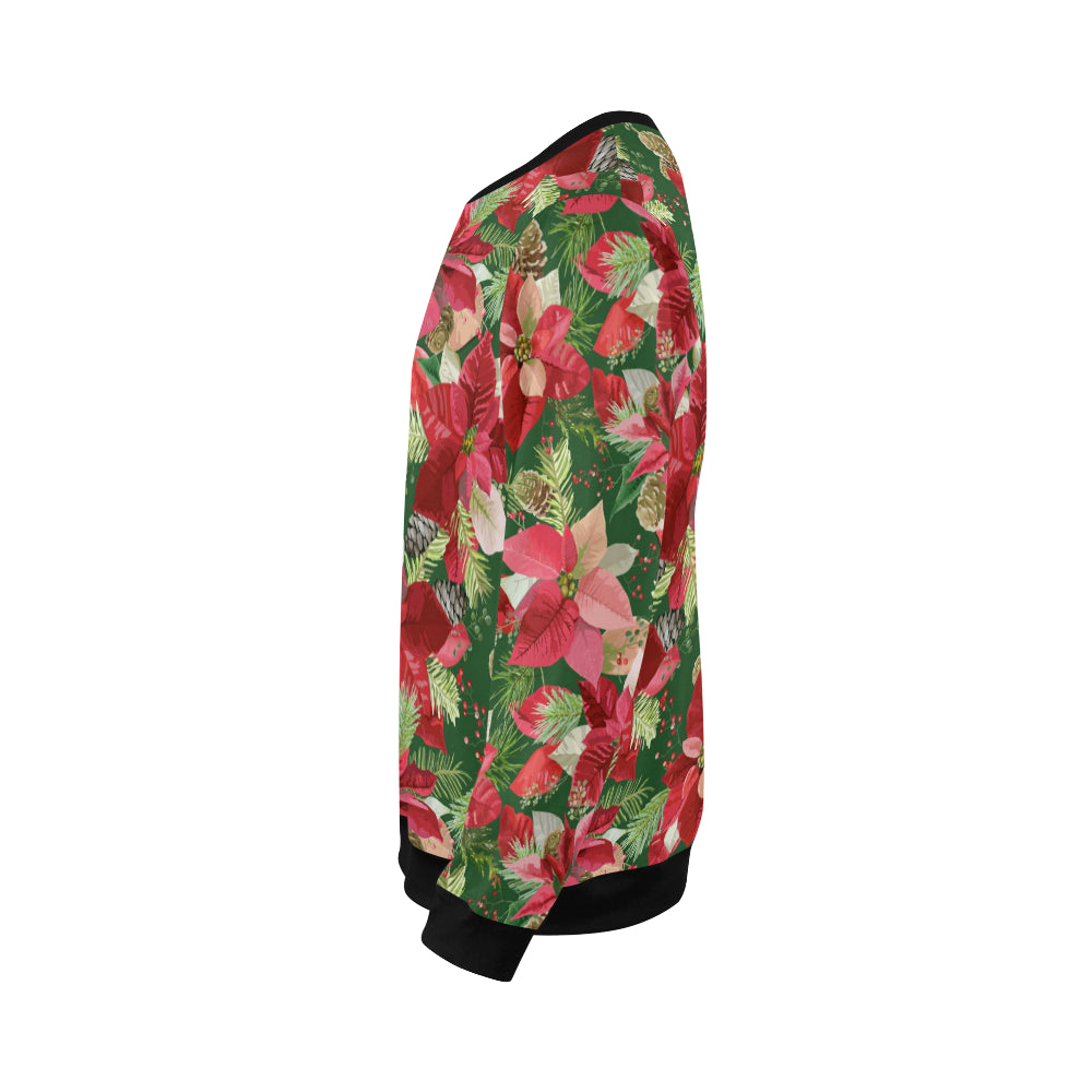 Poinsettia Pattern Print Design POT03 Men Long Sleeve Sweatshirt