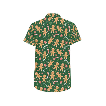 Gingerbread Pattern Print Design 04 Men's Short Sleeve Button Up Shirt