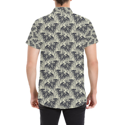 Bat Tribal Pattern Print Design 06 Men's Short Sleeve Button Up Shirt