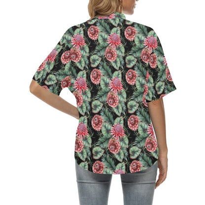 Dahlia Pattern Print Design DH06 Women's Hawaiian Shirt