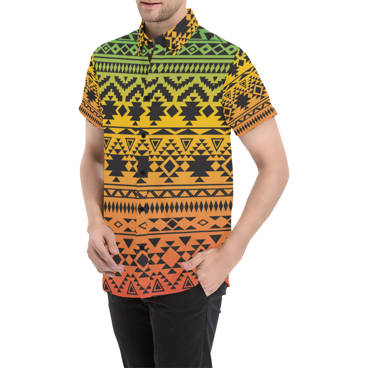 Rastafarian Pattern Print Design A04 Men's Short Sleeve Button Up Shirt