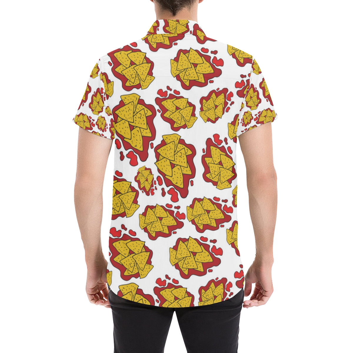 Nachos Pattern Print Design A03 Men's Short Sleeve Button Up Shirt