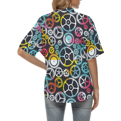 Mechanic Pattern Print Design 02 Women's Hawaiian Shirt