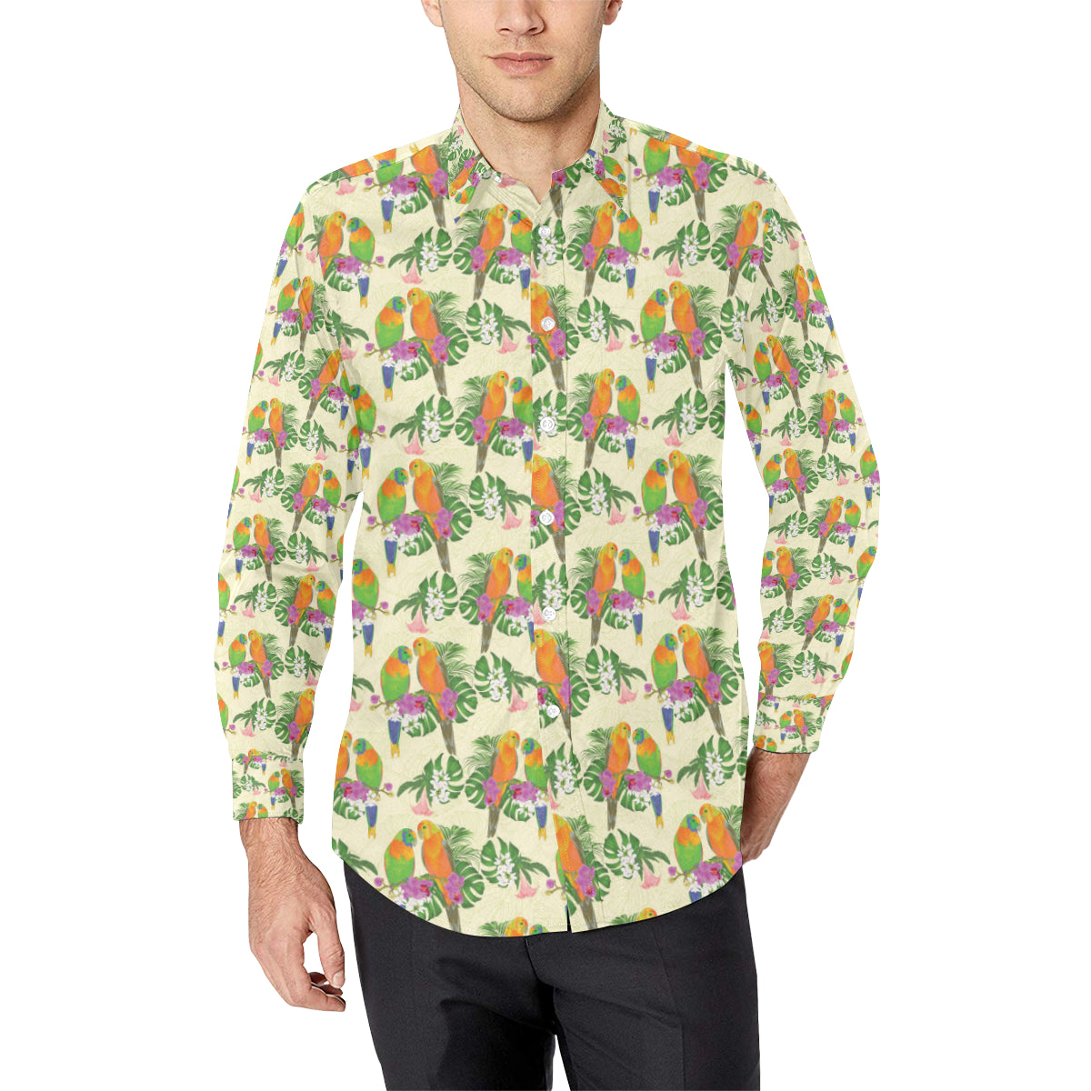 Conures Pattern Print Design 02 Men's Long Sleeve Shirt