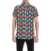 Monkey Colorful Design Themed Print Men's Short Sleeve Button Up Shirt