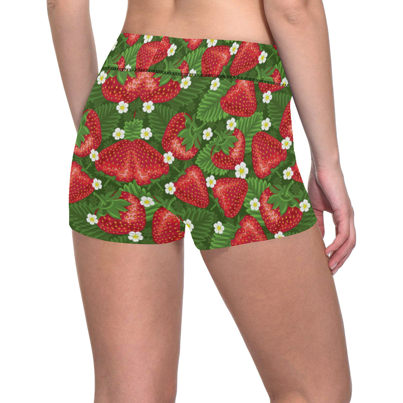 Strawberry Pattern Print Design SB05 Yoga Shorts