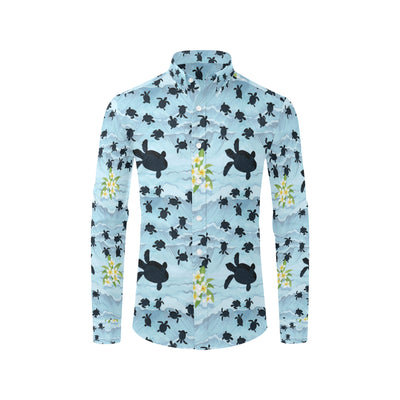 Sea Turtle Pattern Print Design T011 Men's Long Sleeve Shirt