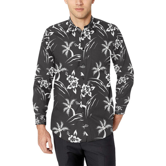 Palm Tree Pattern Print Design PT02 Men's Long Sleeve Shirt
