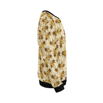 Bee Pattern Print Design BEE05 Men Long Sleeve Sweatshirt