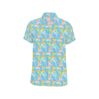 Butterfly Pattern Print Design 05 Men's Short Sleeve Button Up Shirt