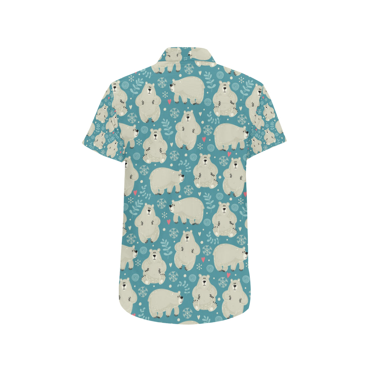 Bear Pattern Print Design BE04 Men's Short Sleeve Button Up Shirt