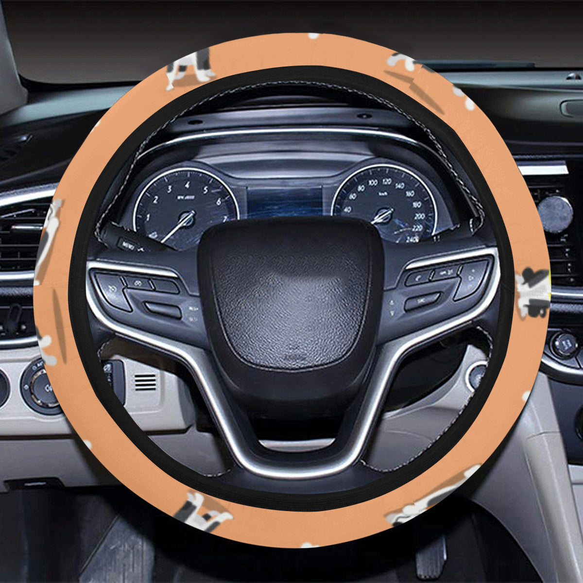 Basenji Pattern Print Design 01 Steering Wheel Cover with Elastic Edge