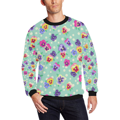 Pansy Pattern Print Design PS08 Men Long Sleeve Sweatshirt