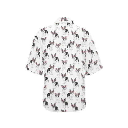 Boston Terrier Pattern Print Design 03 Women's Hawaiian Shirt