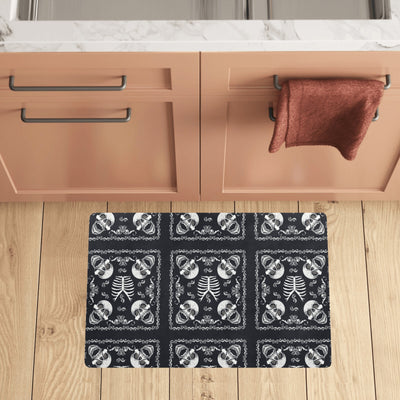 Bandana Skull Black White Print Design LKS306 Kitchen Mat