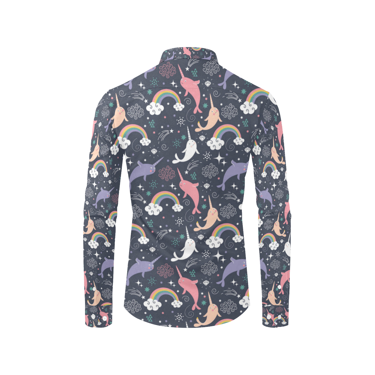 Narwhal Pattern Print Design 01 Men's Long Sleeve Shirt