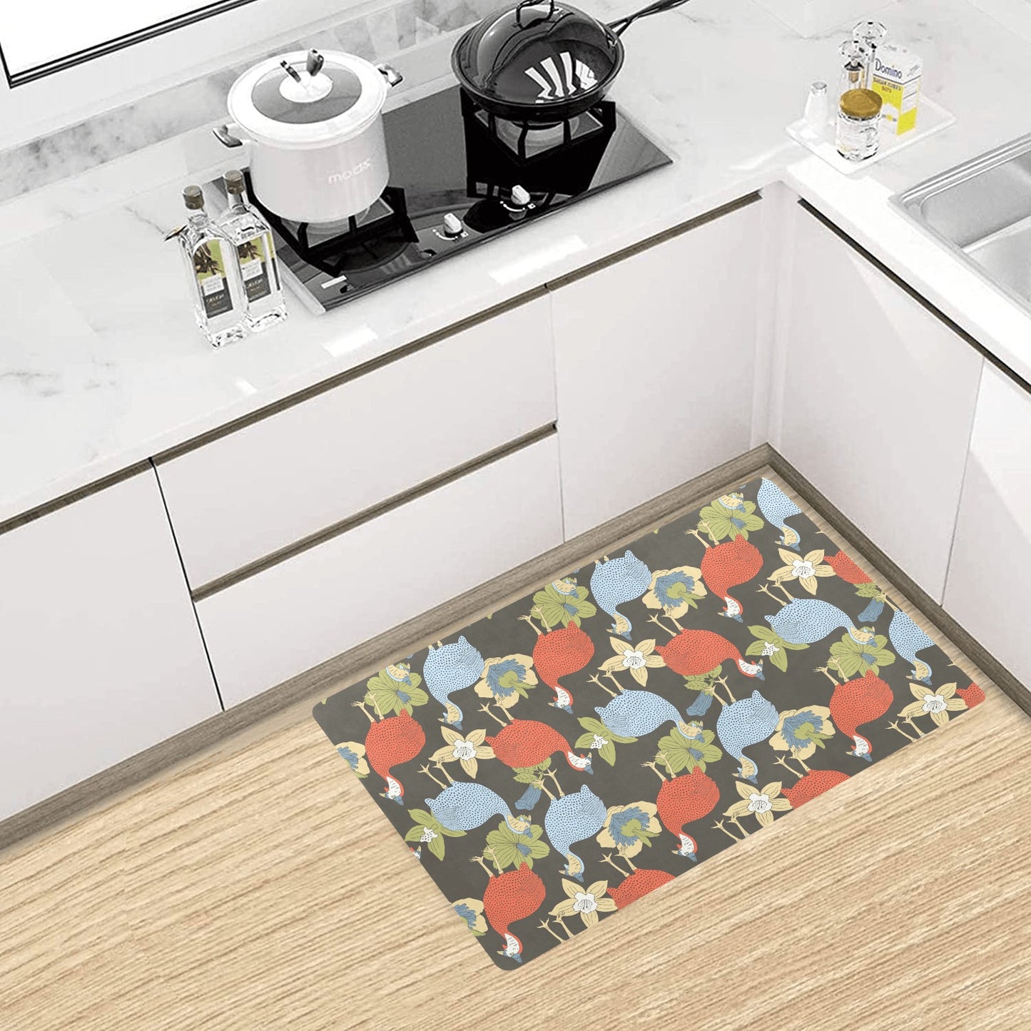 Guinea Fowl Pattern Print Design 02 Kitchen Mat