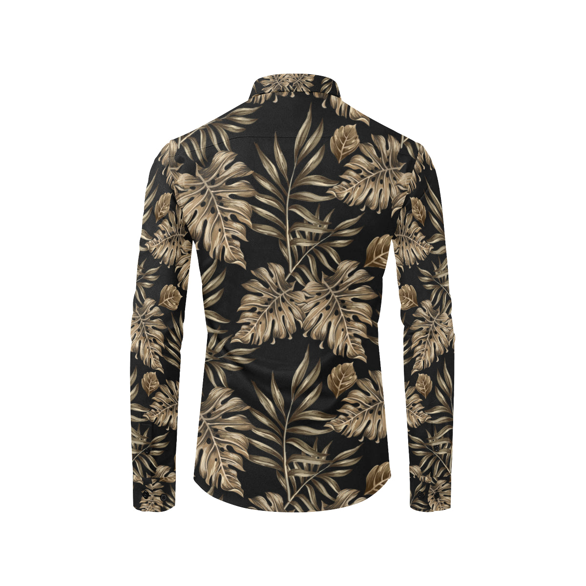 Brown Tropical Palm Leaves Men's Long Sleeve Shirt