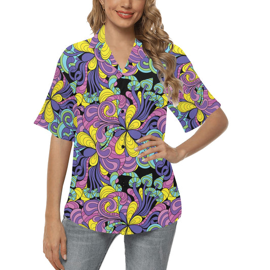 Psychedelic Pattern Print Design A04 Women's Hawaiian Shirt