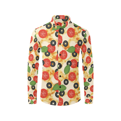 Pizza Pattern Print Design A05 Men's Long Sleeve Shirt