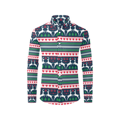 Reindeer Pattern Print Design 03 Men's Long Sleeve Shirt