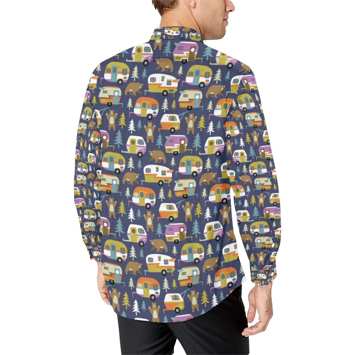 Camper Pattern Print Design 04 Men's Long Sleeve Shirt