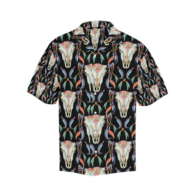 Buffalo Head Boho Style Pattern Print Design 01 Men's Hawaiian Shirt