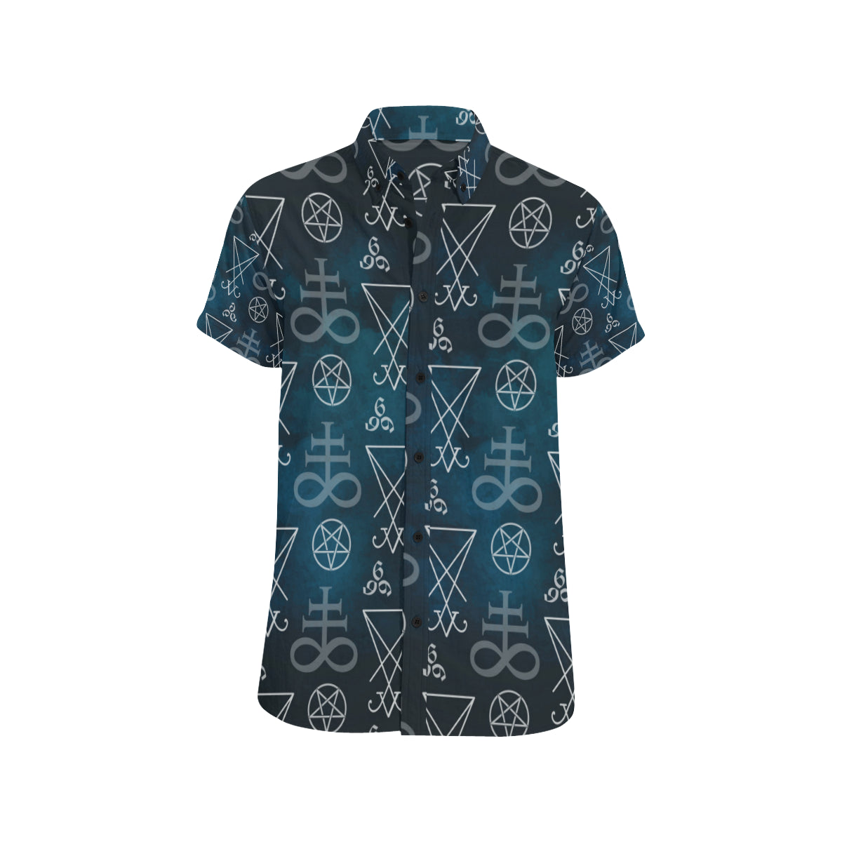 Pentagram Pattern Print Design A03 Men's Short Sleeve Button Up Shirt