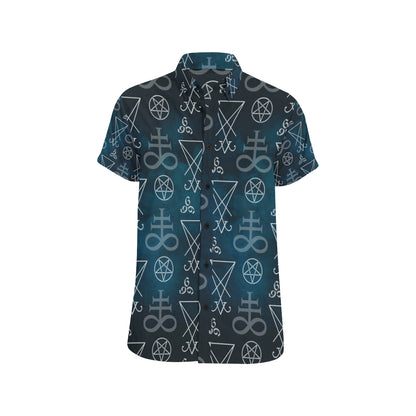 Pentagram Pattern Print Design A03 Men's Short Sleeve Button Up Shirt