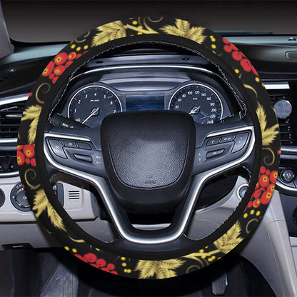 Cranberry Pattern Print Design CB02 Steering Wheel Cover with Elastic Edge