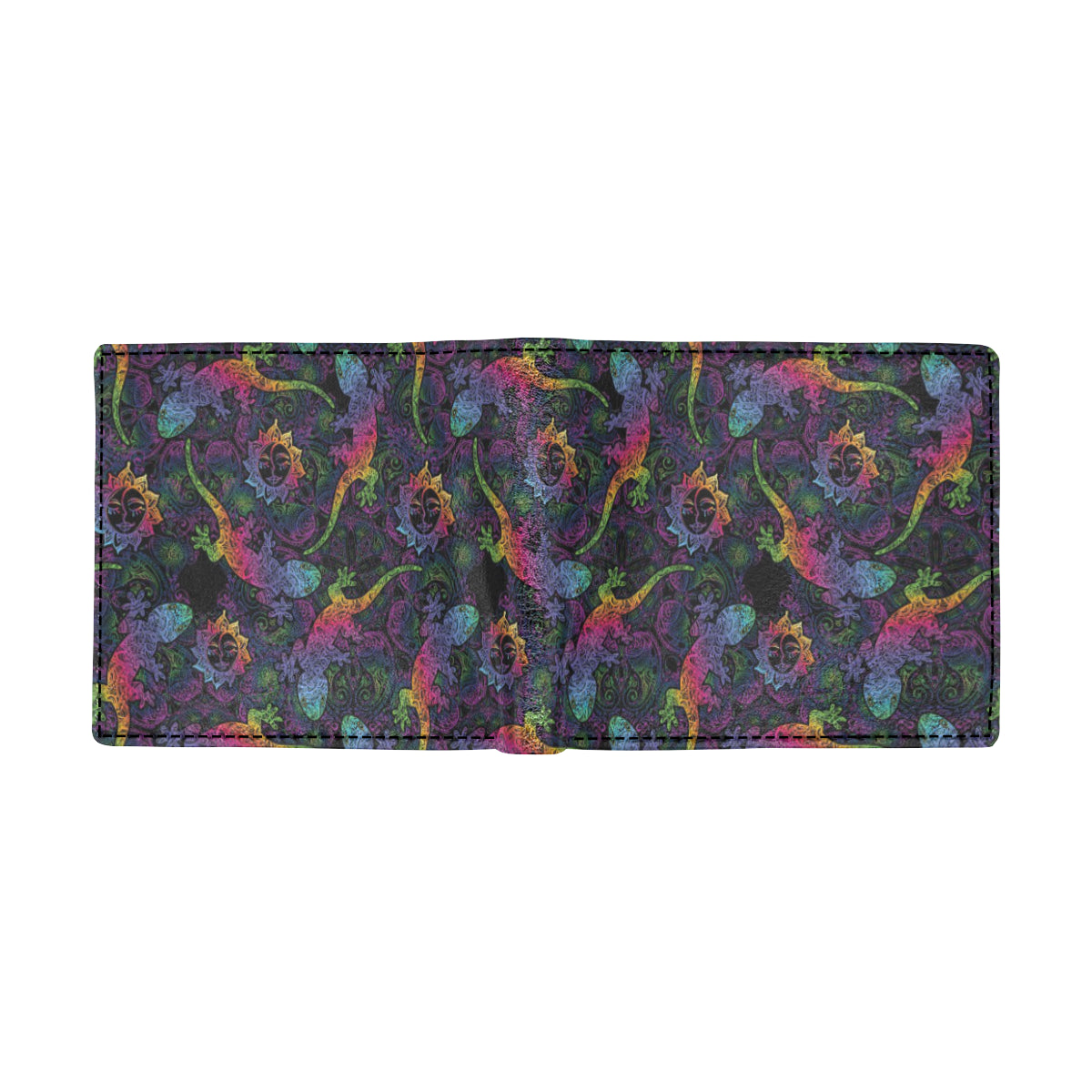 Gecko Rainbow Pattern Print Design 03 Men's ID Card Wallet