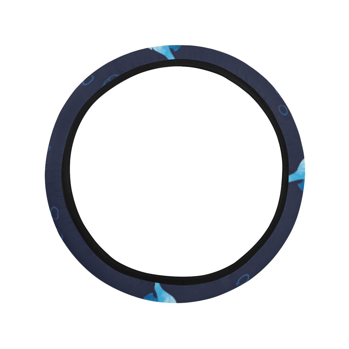 SeaHorse Blue neon Pattern Print Design 03 Steering Wheel Cover with Elastic Edge