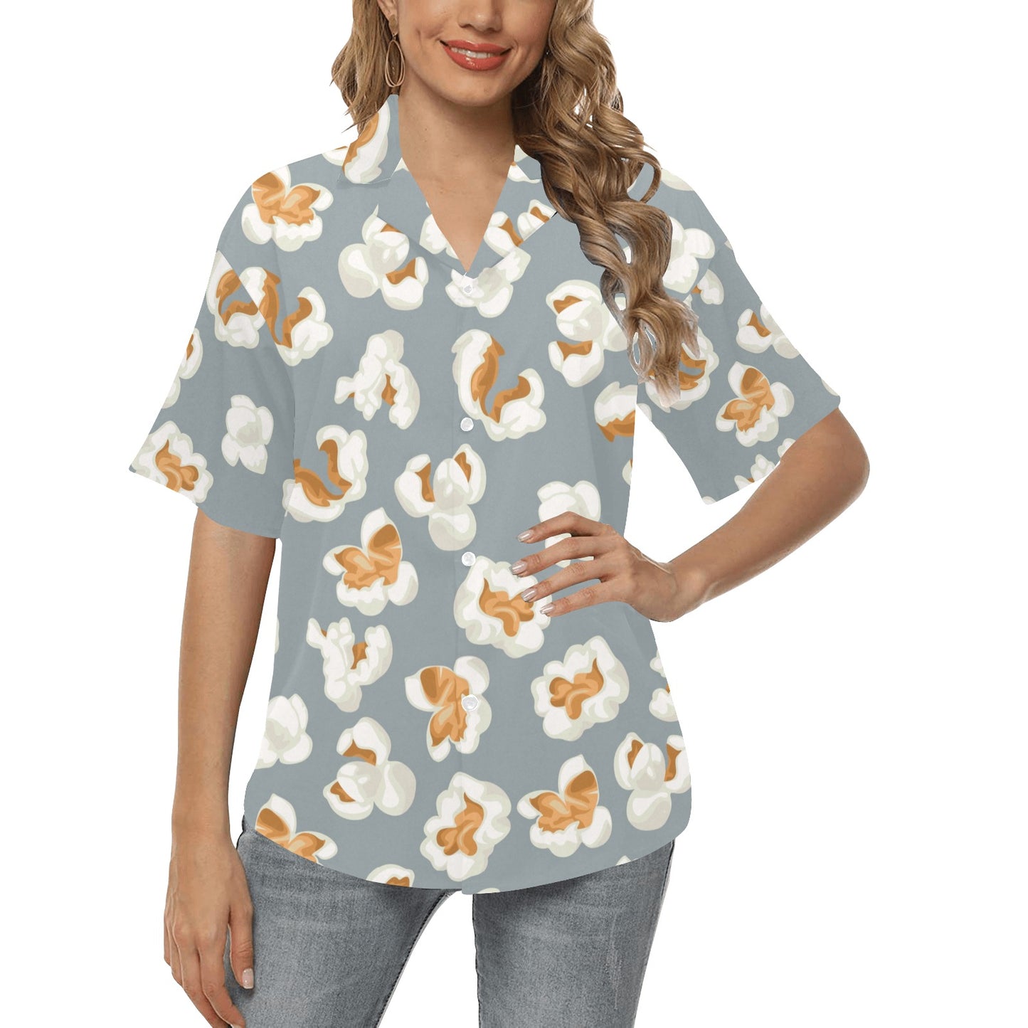Popcorn Pattern Print Design A05 Women's Hawaiian Shirt