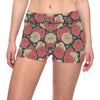 Camellia Pattern Print Design CM01 Yoga Shorts